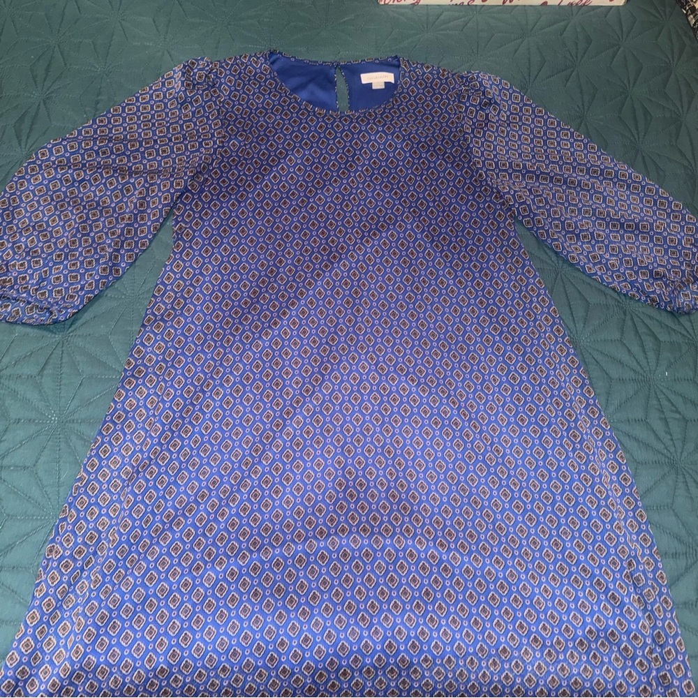 Calvin Klein Size 12 Royal Blue Geometric Pattern Dress